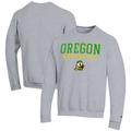 Men's Champion Gray Oregon Ducks Athletics Logo Stack Pullover Sweatshirt