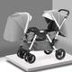Twin Baby Pram Stroller,Double Infant Stroller Lightweight Side by Side Stroller,Baby Stroller Twins-Cozy Compact Twin Stroller,Oversized Canopy,Double Seat Tandem Stroller (Color : Gray)