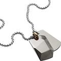 Diesel Necklace for Men Double Dogtags, 60cm+5cm Silver Stainless Steel Necklace, DX1143040