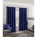 Emma Barclay Cali Pencil Pleat - Woven Thermal Blackout Pencil Pleat Curtains in Navy - Width 66 x Drop 72" (168 x 183cm)