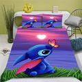 Doiicoon Lilo and Stitch Bed Linen, Stitch Bed Linen 135 x 200 cm for Teenagers, Lilo & Stitch Bed Linen Set 3D Print Duvet Cover (3.200 x 200 cm)