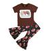 Children Clothing Love Peace Football Brown Short Sleeves Pants Toddler Girls Outfits Kids Clothing Baby Girl Clothes Baby Birth