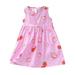 ZHAGHMIN Dress for Baby Girl Summer Girls Dress Casual Princess Dresses Sleeveless Floral Print Kids Cotton Beach Dress Dinosaur Outfit for Girls A Line Dress Dress Girl Young Girl Fashion Dresses D