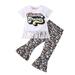 ZHAGHMIN Summer Clothes for Girls 10-12 Toddler Girls Short Sleeve Letter Printed Tassels T Shirt Tops Bell Bottoms Pants Kids Outfits Girl Outfit Baby 6 Month Baby Girl Outfit Outfits for Teen Girl