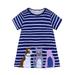 ZHAGHMIN Little Girls Summer Swing Floral Dress Toddler Baby Kids Girls Cotton Short Sleeve Casual Dress Cartoon Appliques Striped Princess Dresses Dress for Girls Lace Reversible Sequin Dress Kids