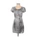 Silence and Noise Cocktail Dress - Sheath Scoop Neck Short sleeves: Gray Dresses - Women's Size 0