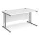 Melor 1400mm Cantilever Wooden Computer Desk In White And Silver