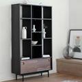 Busby Wooden Display Cabinet In Black And Walnut