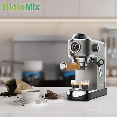 BioloMix – Machine à café Semi-automatique 20 bars avec mousseur à vapeur de lait pour expresso