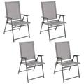 Costway Set of 4 Patio Folding Chair Set with Rustproof Metal Frame-Gray