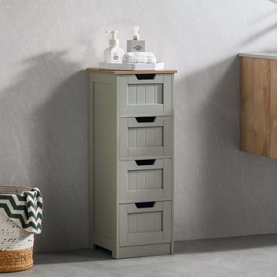 Home Discount - Priano Stand-Schrank mit 4 Schubladen, Badezimmermöbel, Grau-Eiche Image
