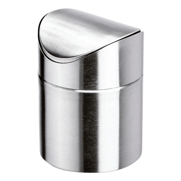 WAS Tischabfalleimer mit Schwingdeckel Ø 12 cm Edelstahl silber, 12x12 cm