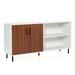 Modern Buffet Sideboard with 2 Doors and Open Compartments-Walnut - 58" x 16" x 29.5" (L x W x H)