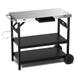 3 Tiers Foldable Outdoor Cart on 2 Wheels with Phone Holder-Black - 42" x 20.5" x 33" (L x W x H)