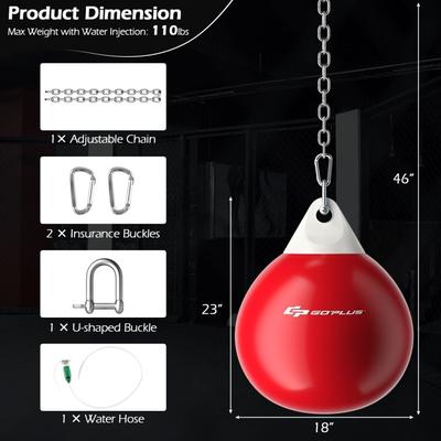 18 Inch 110 Pound Heavy Punching Water Aqua Bag with Adjustable Metal Chain - 18'' x 23'' (Dia x H)