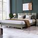 Wood Champagne Silver Platform Bed, w/Solid Rubber Wood Frame and Legs
