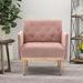 Vintage European Velvet Accent Chair, Leisure Single Sofa with Rose Golden Tapered Feet, for Living Room