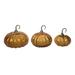 Set of 3 Amber Crackle Glass Pumpkins Fall Harvest Decorations 11.75"