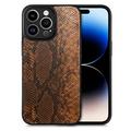 Snake Skin Case Compatible with Apple iPhone 14 Pro Max Snake Skin Print Phone Case PU Leather Cover Case Crocodile Texture Soft Back Phone Cover for iPhone 14 Pro Max 6.7 inch Brown