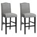 Set of 2 Counter Height Dining Side Barstools with Thick Cushion-Grey - 18" x 21.5" x 45.5" (L x D x H)