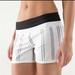 Lululemon Athletica Shorts | Lululemon Women Groovy Run Shorts Groovy Stripe Nimbus Vertical Black Woman’s 6 | Color: Gray/White | Size: 6