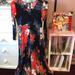Free People Dresses | Fp Rare Free People First Kiss Garden Twilight Maxi Long Sleeve Dress Medium Htf | Color: Blue/Red | Size: M