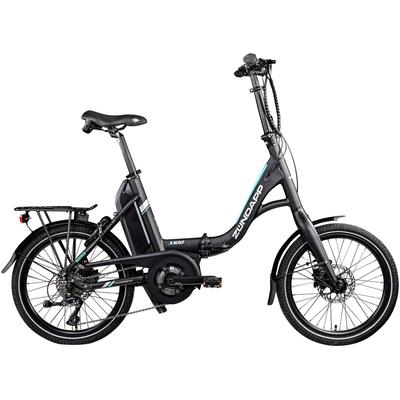E-Bike ZÜNDAPP "X100" Gr. 45, schwarz (schwarz, türkis), E-Bikes, 45cm, 20 Zoll (50,80cm), Pedelec, Elektrofahrrad für Damen u. Herren