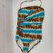 Michael Kors Swim | Michael Michael Kors Womens Sz 10 One Piece Swimsuit Tie Dye | Color: Blue/Brown | Size: 10