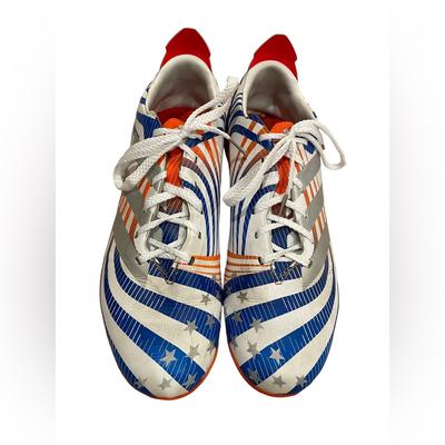 Adidas Shoes | Adidas Boy’s Gamemode Gy5553 White/Blue/Orange Leather Soccer Cleats/Size 5, Guc | Color: Blue/Orange | Size: 5b