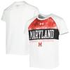 Youth Under Armour White Maryland Terrapins Gameday Print Raglan T-Shirt