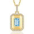 CDE Square Birthstone Necklace for Women 18k Gold Plated S925 Sterling Silver Dainty Tiny Pendant Necklaces Anniversary Birthday Christmas Jewelry Gifts for Women Wife Mom Girlfriend