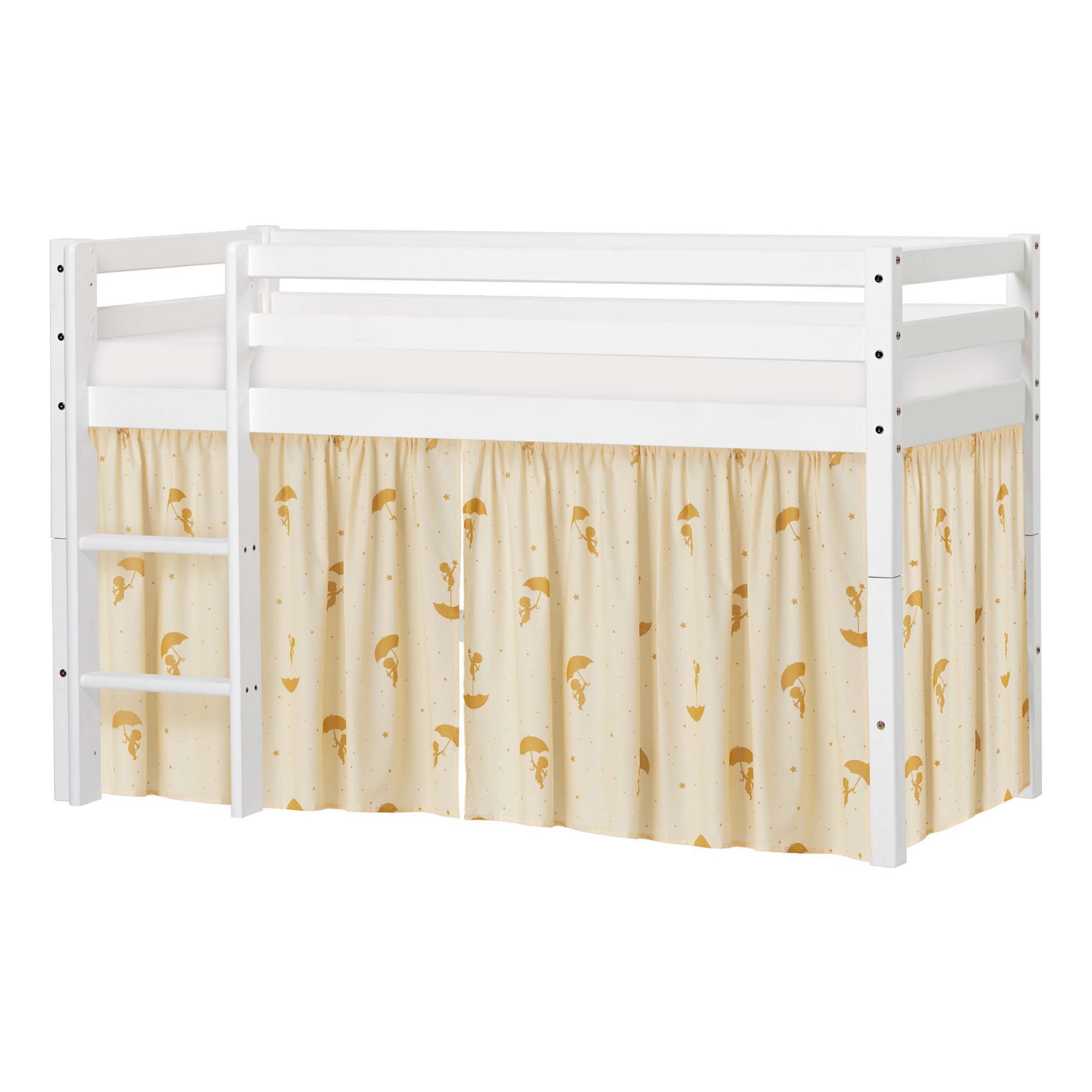 Spielbett HOPPEKIDS "ECO Dream", gelb, B:81cm H:105cm L:168cm, Vorhang: 100% Baumwolle, Matratzenbezug: 100% Baumwolle, Matratze: Schaum, Betten, Massivholz, wahlweise in 2 Größen und 4 Farben, Matratze wählbar