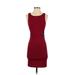 Forever 21 Casual Dress - Bodycon Scoop Neck Sleeveless: Red Print Dresses - Women's Size Small