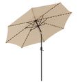 Costway 10 Feet Patio Umbrella with 112 Solar Lights and Crank Handle-Beige