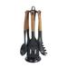 7 Piece Nylon and Wood Design Cooking Utensils and Holder in Onyx