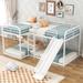 L-Shaped Bunk Bed Full & Twin Size, with Slide, Short Ladder & Safey Rail, Premium Steel Slat Support, Kids Bedroom Furniture