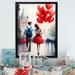 Design Art Couples in Love in Paris I - Picture Frame Print on Canvas in Red | 20 H x 12 W x 1 D in | Wayfair FDP55956-12-20-BK