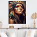 Design Art Colorful Native American Woman I - Graphic Art on Canvas Metal in Red | 40 H x 30 W x 1.5 D in | Wayfair PT57239-30-40