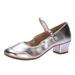 CBGELRT Womens Sandals Silver Casual Sandals with Heels for Women Solid Color Buckle Full Sole Rubber Low Heel Thick Heel Dance Shoes Sandals Wedge Sandals