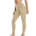 Mrat Women Pants for Athletic Capris Yoga Pants Ladies Leggings High Waisted Yoga Trousers Workout Exercise Capris For Casual Summer Pants Pants for Female Khaki XL