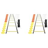 Sports Speed Agility Training Set 24 Disc Cones 8 Steel Stakes and Agility Ladder for Football Basketball Rugby