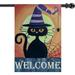 Halloween House Flag Black Cat Welcome Flags Double Sided Vertical Burlap Yard Outdoor Halloween Decor 28x40 Inch