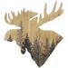 Millwood Pines Moose Head Forest Cutout Rustic Wall Art Decor, 21x19.5 inch Wood in Brown/Gray/Green | 21 H x 19.5 W x 6.3 D in | Wayfair