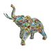 Latitude Run® The Novogratz Resin Elephant Sculpture Resin in Blue/Green/Yellow | 15.55 H x 18.8 W x 7.55 D in | Wayfair