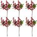Nvzi Red Artificial Berry Stems 6 Pack Artificial Fruit Berry Holly Christmas Berries