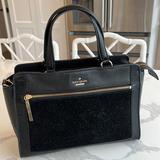 Kate Spade Bags | Kate Spade Satchel Womens Black Large Leather Suede Harlan Bag Purse Handbag | Color: Black/Gold | Size: Os