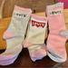 Levi's Accessories | 3 Pairs Of Levi’s Girls Socks Pink, Grey & White Size 8-12 Years | Color: Pink/White | Size: 8-12