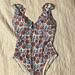 J. Crew Swim | Jcrew White With Flower Print One Piece Swimsuit | Color: White | Size: 14