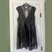 Free People Dresses | Free People Dance Til Dawn Fit & Flare Dress Black Mini Lined Crew Large New | Color: Black/Silver | Size: S