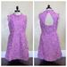 J. Crew Dresses | J Crew Floral Appliqu Ruffle High Neck Dress Keyhole Back Orchid Size 10 | Color: Pink/Purple | Size: 10
